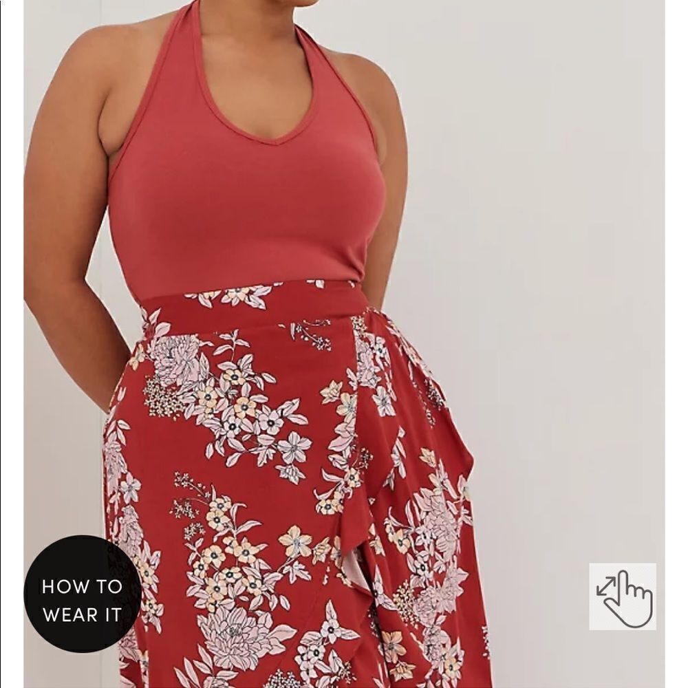 Torrid Floral Print Boho Hi-Lo Ruffle Maxi Skirt Contemporary Festival Feminine - Picture 4 of 16